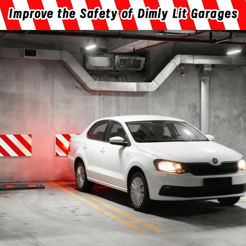EcoBrisa 2Pcs Garage Wall Protector Foam Wall Column Corner Guard for Parking Garages Car Door Bumper Protector Reflective Walls Edge Protector Garage Pole Protector Padding for Parking Lot (Red) - Image 4